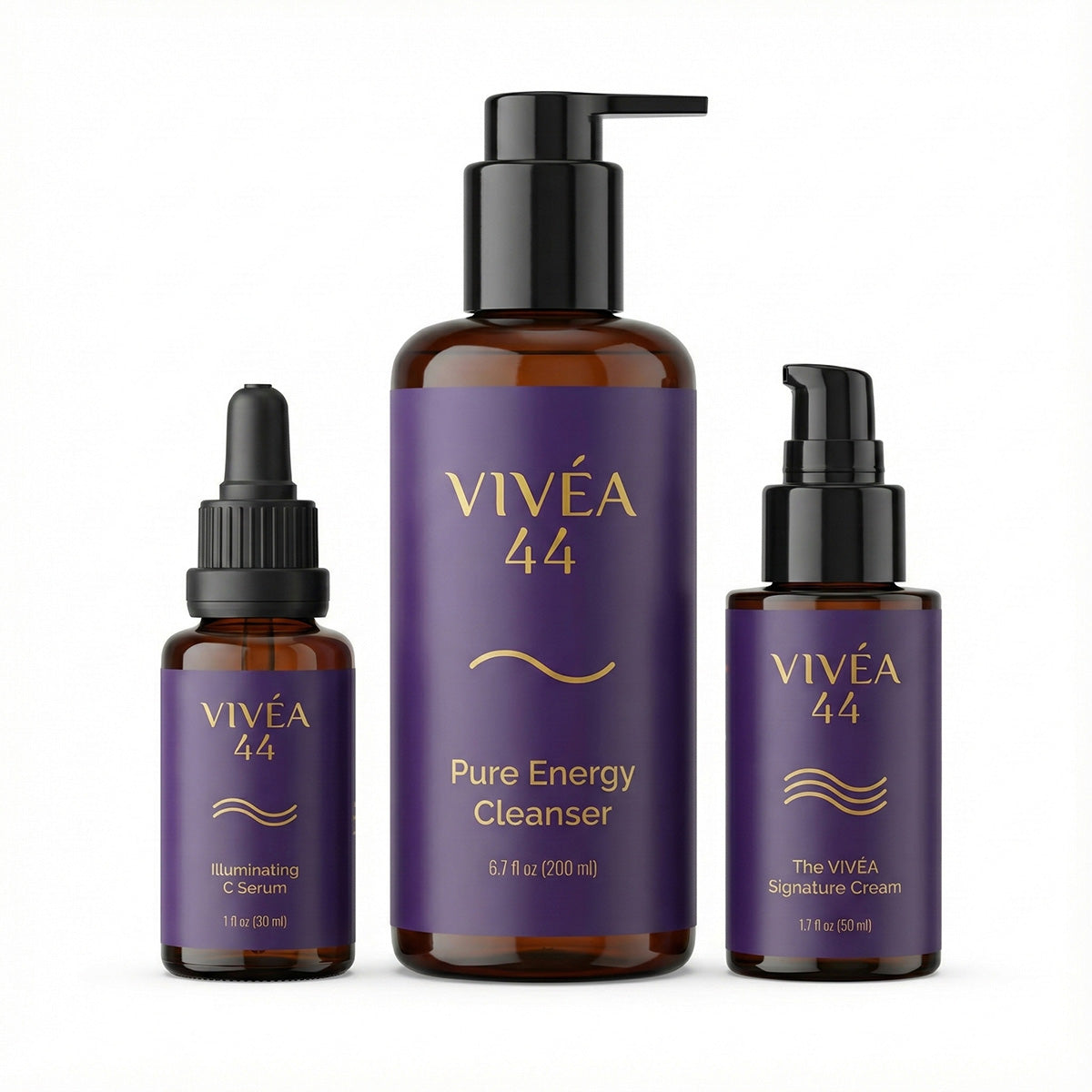 Vivea 44 skincare product set on a white background